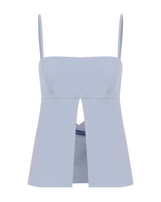 Ila Blue Megan Split-front Crepe Top