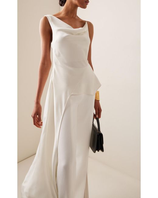 Jonathan Simkhai White Ronnie Asymmetric Satin Top