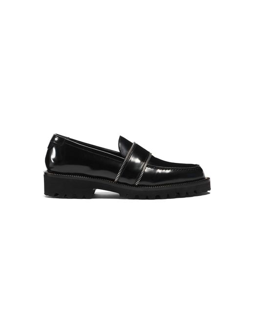 Paul Andrew Black Mister Zip-Detail Leather Loafers