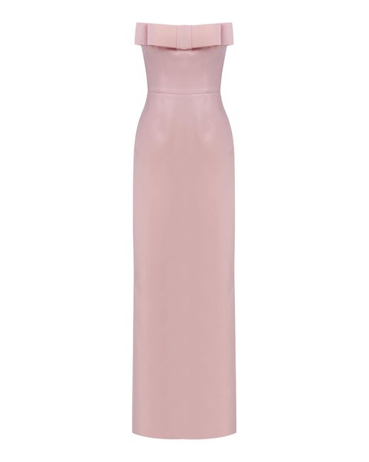 The New Arrivals Ilkyaz Ozel Pink Sisu Bow-Detailed Satin Maxi Dress