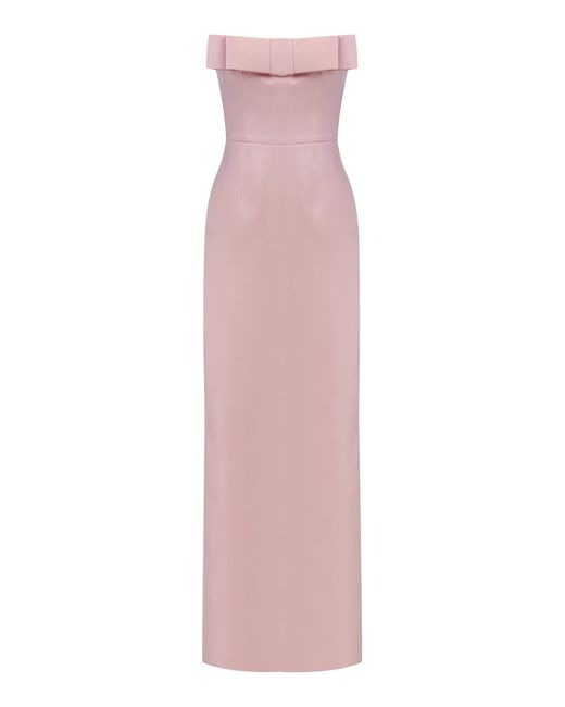 The New Arrivals Ilkyaz Ozel Pink Sisu Bow-Detailed Satin Maxi Dress
