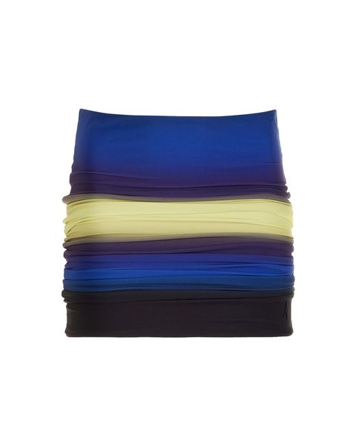 The Attico Blue Gradient-printed Mesh Mini Skirt
