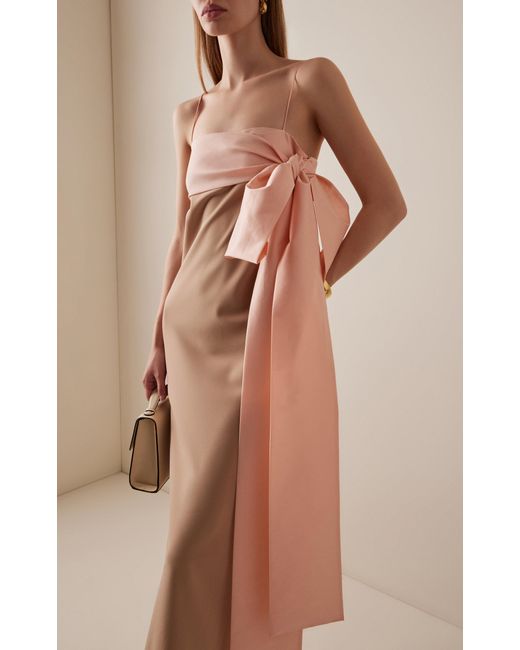 BERNADETTE Bart Sash-Detailed Crepe Maxi Dress in Pink