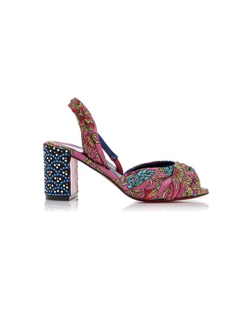 Christian Louboutin Pink Cordelia 70 Jacquard Florea Slingback Sandals
