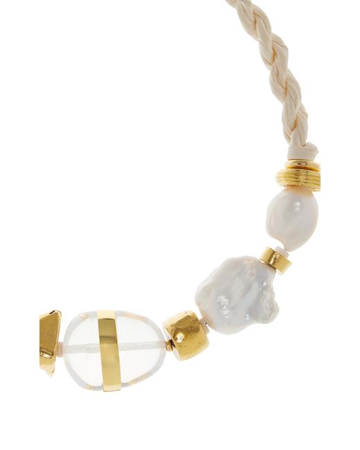 Lizzie Fortunato Metallic Glass Beach Gold-plated Pearl, Opal, Silk Necklace