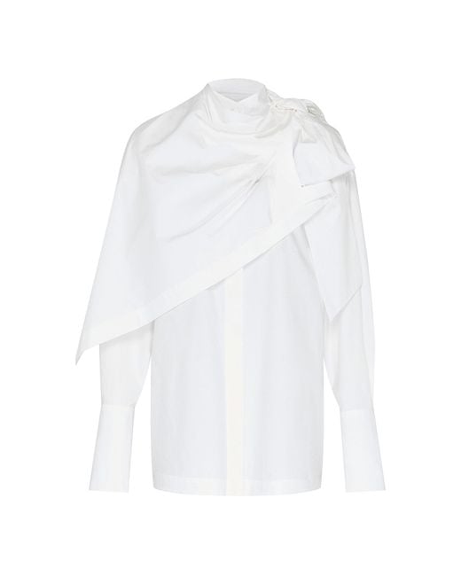 Zimmermann White Clash Poplin Cotton Drape Shirt