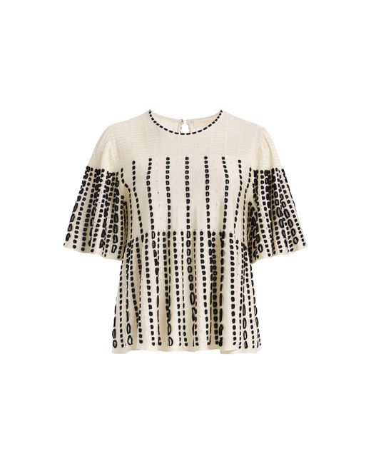 Ulla Johnson White Serena Peplum Knit Top