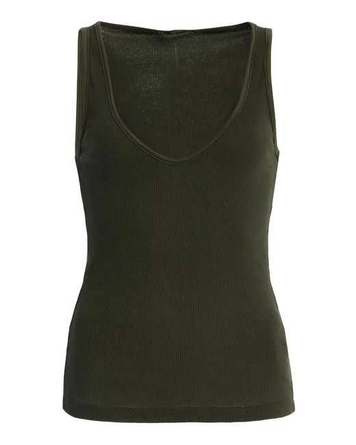 All Three Green Claire Ribbed Cotton Tank Top