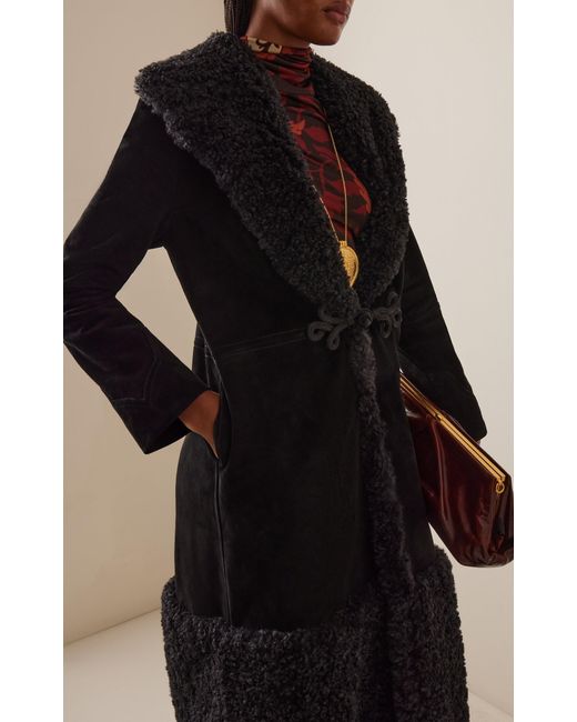 Johanna Ortiz Black Espesura Shearling Coat