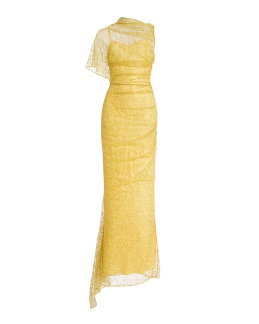 De La Vali Yellow Exclusive Lucho Lace Maxi Dress