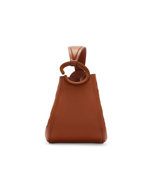 Oscar de la Renta Brown O-handle Leather Cut-out Top Handle Bag