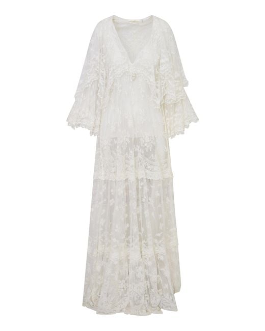 LoveShackFancy Women's White Roylan Sheer Maxi Dress