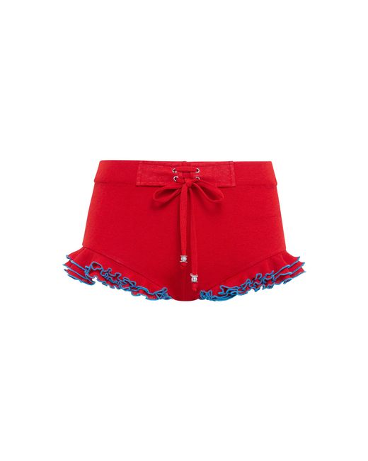 Siedres Red Peonie Ruffle-Hem Shorts