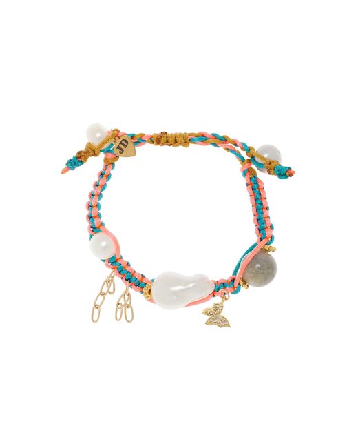 Joie DiGiovanni Multicolor Tropical Mermaid Knotted Silk 18k Yellow Gold Multi-stone Bracelet