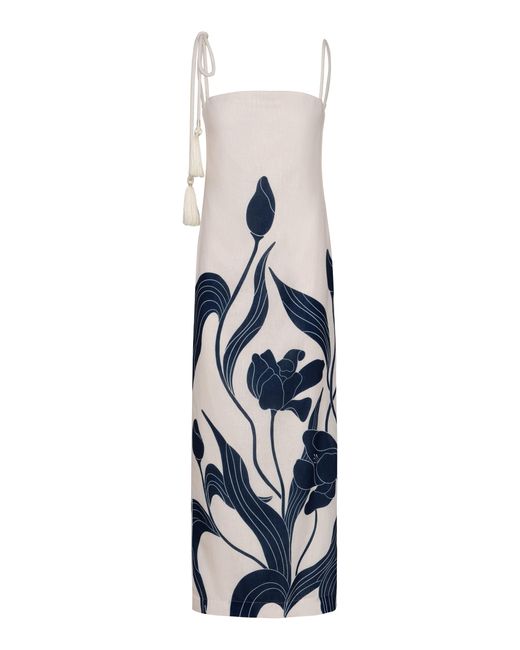 ANDRES OTALORA White Pasos De Jardin Linen Midi Dress