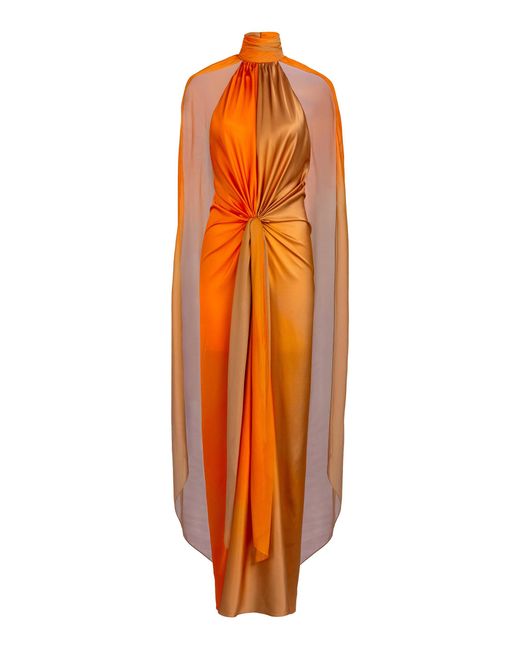 Silvia Tcherassi Orange Margalit Silk Maxi Dress