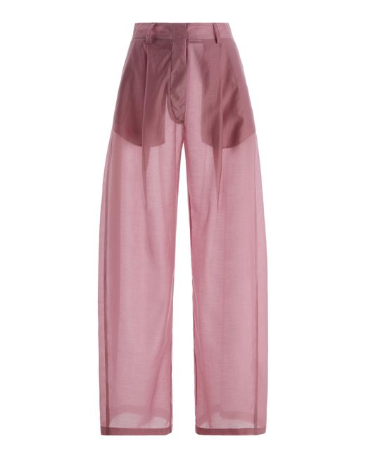 THE LATEST Red Billie Pleated Muslin Wide-Leg Trousers