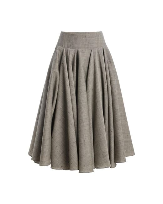 Kallmeyer Metallic Tatiana Speckled Wool Flare Maxi Skirt