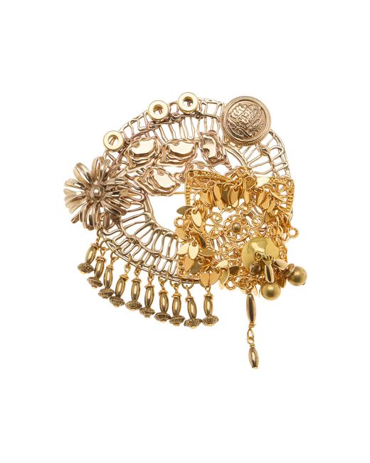 Dries Van Noten Metallic Aged Brass Pin Brooch