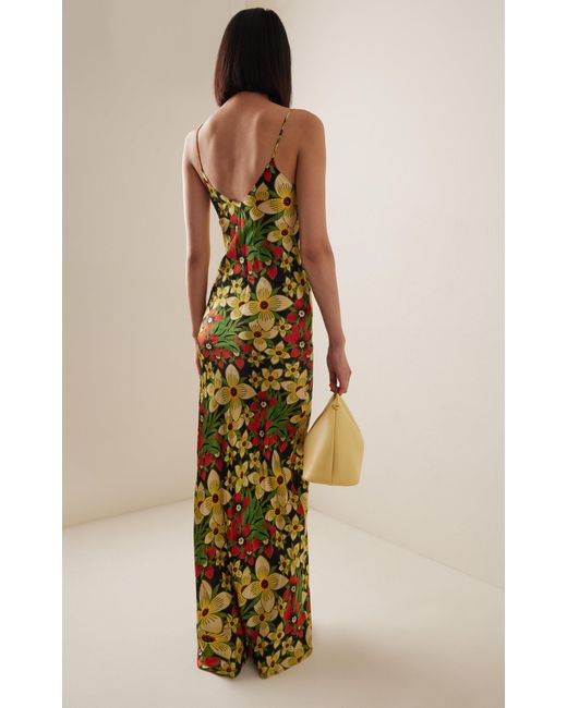 Rodarte Metallic Exclusive Floral-appliquéd Silk Maxi Dress