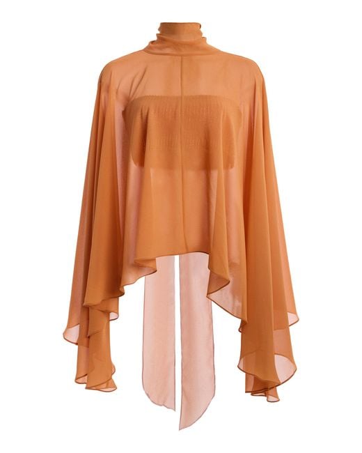 De La Vali Orange Exclusive La Isla Palma Chiffon Cape And Top