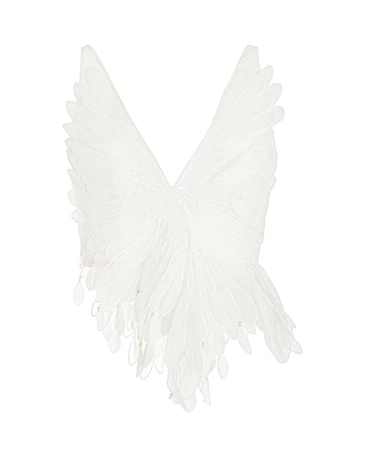Zimmermann Rhythmic Embroidered Linensilk Top in White Lyst UK