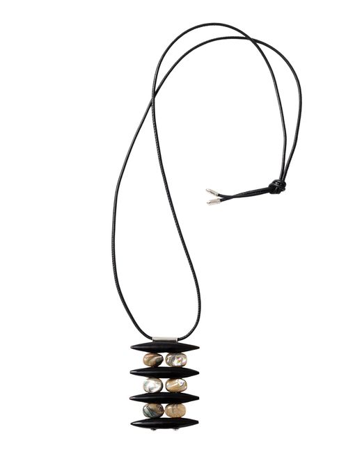 Chan Luu Black Dais Abalone Cord Necklace
