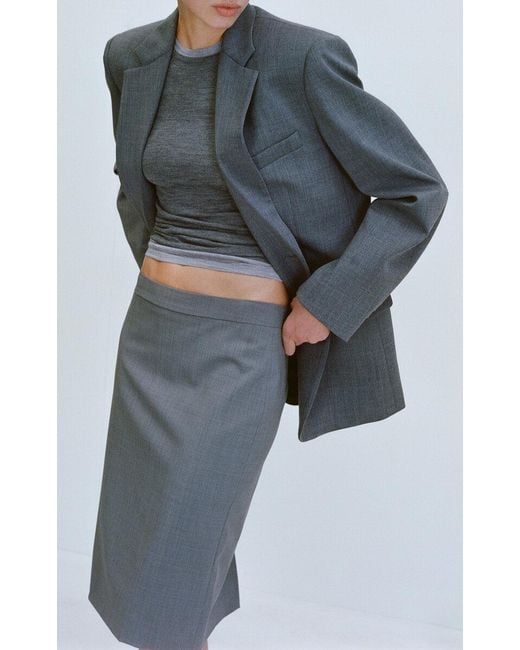Nili Lotan Gray Pippa Wool-blend Midi Skirt