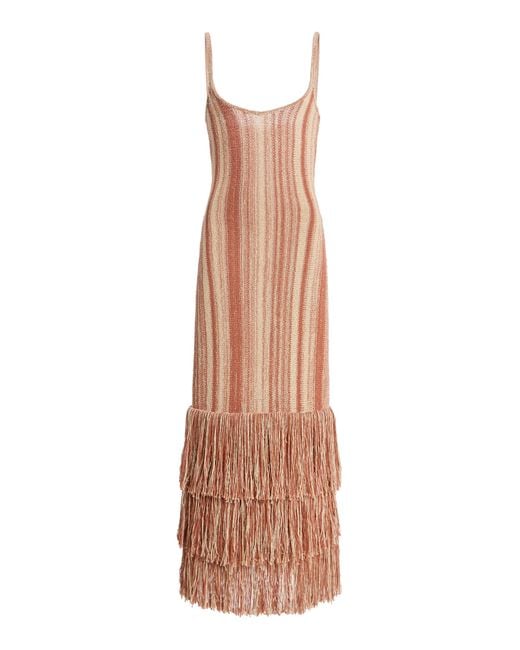 Ulla Johnson Natural Nadine Fringed Knit Maxi Dress