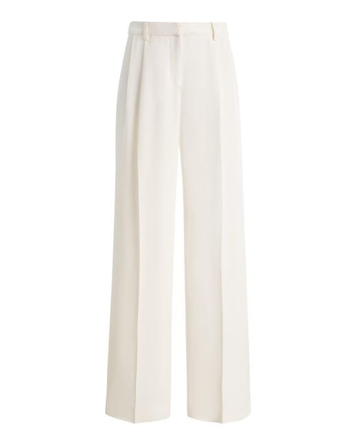 Atelier Prabal Gurung White Four-Ply Silk Crepe Tailored Straight Leg Pants