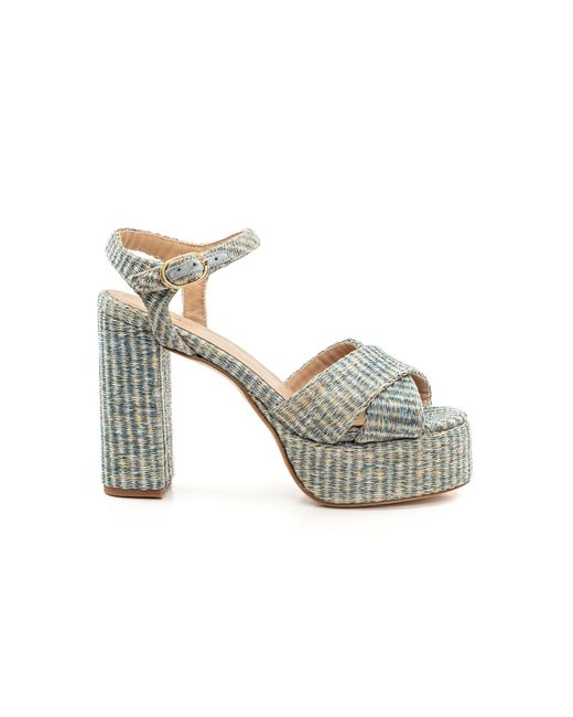Andrea Gomez Metallic Exclusive Bella Raffia Platform Sandals