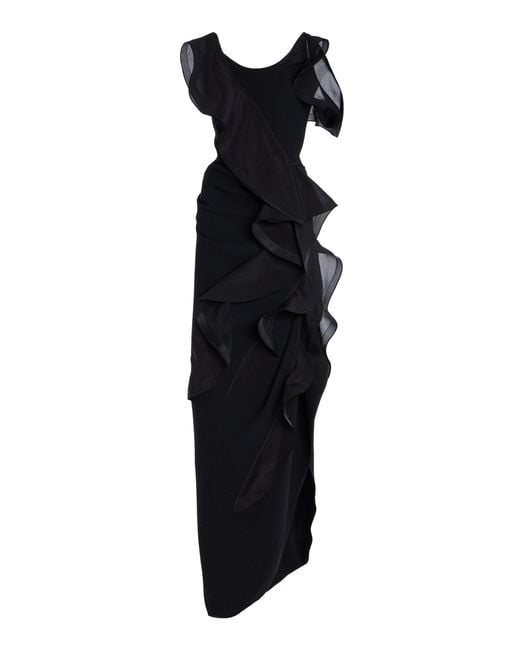 Maticevski Black Satellite Wave Structured Chiffon Gown