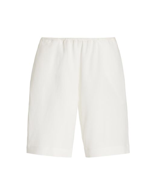 Leset White Arielle Crepe Knee-length City Shorts