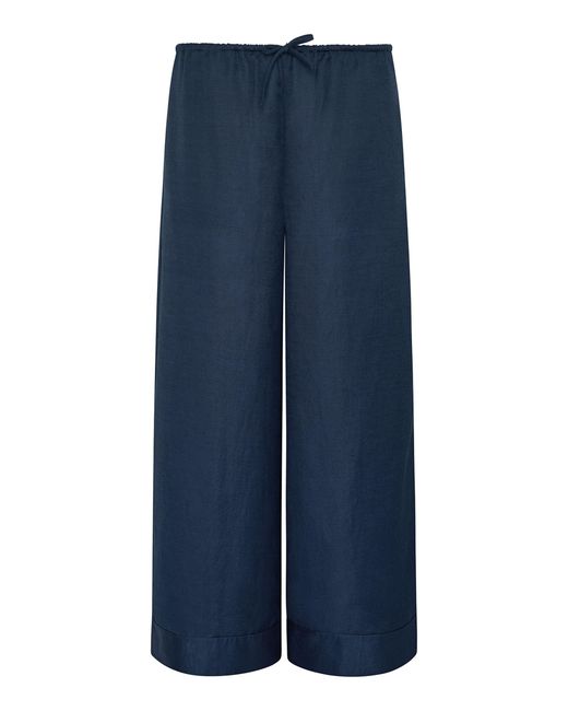 Onia Blue Air Linen Wide Leg Drawstring Pants