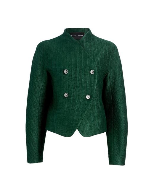 Proenza Schouler Green Lorna Cotton-Blend Striated Suiting Jacket