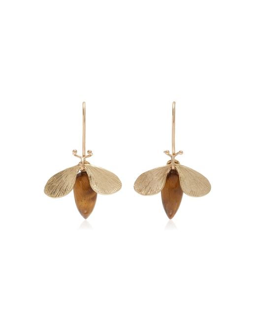 Annette Ferdinandsen White 14k Gold Tiger's Eye Earrings