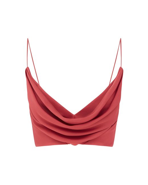 Alex Perry Red Draped Satin Crepe Crop Top