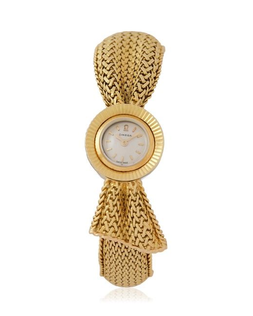 Stephanie Windsor Metallic Vintage Omega Mesh Ribbon Bangle Watch