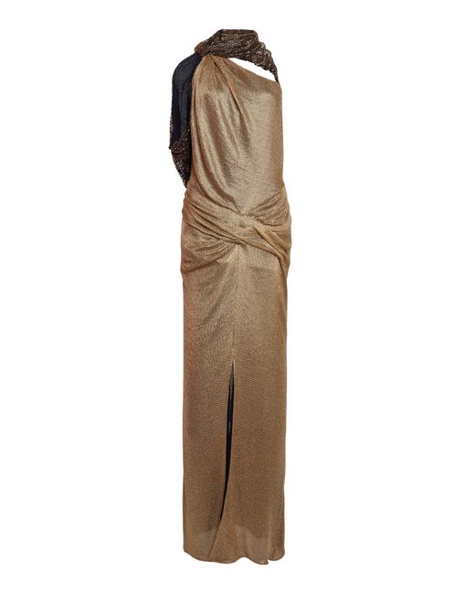 Lanvin Natural Sleeveless Embroidered Knot Maxi Dress