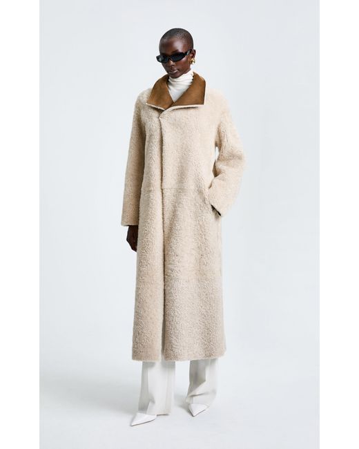 Nour Hammour Brown Birthday Shearling-trimmed Leather Coat