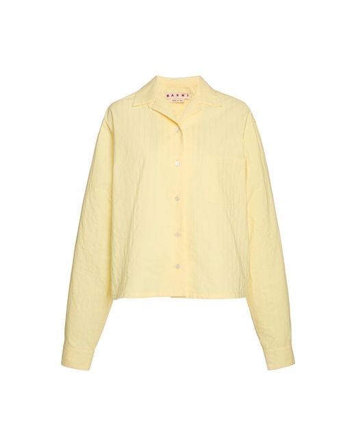 Marni Yellow Buttoned Cotton Woven Top