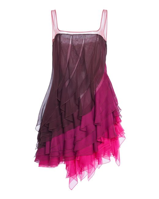 Nensi Dojaka Purple Multi-Layer Flared Dress