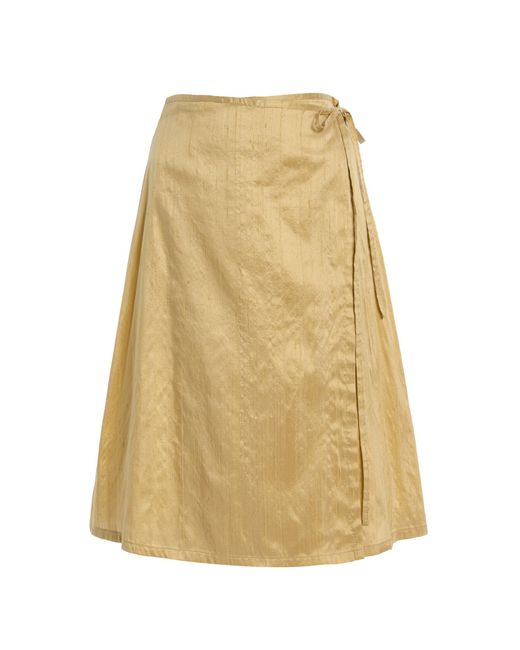 House of Aama Natural Dupioni Silk Midi Wrap Skirt