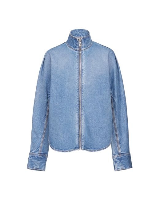 Alaïa Blue Zipped Denim Shirt