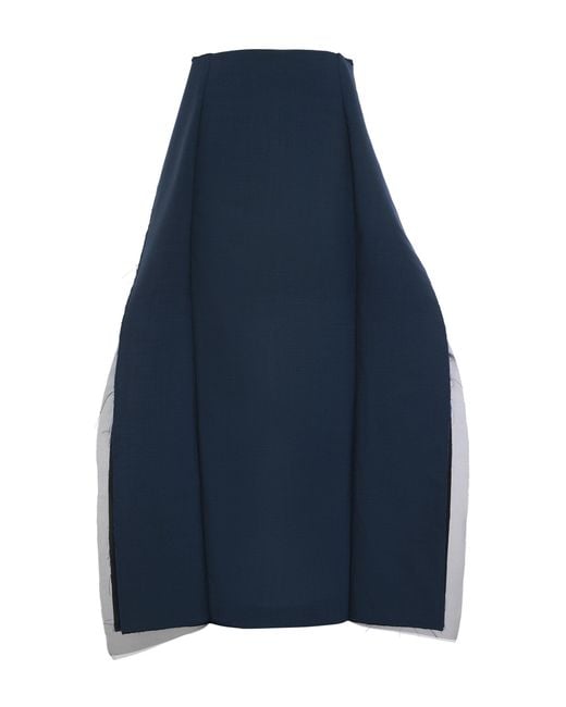 A.W.A.K.E. MODE Blue Panelled Silk-Wool Midi Skirt