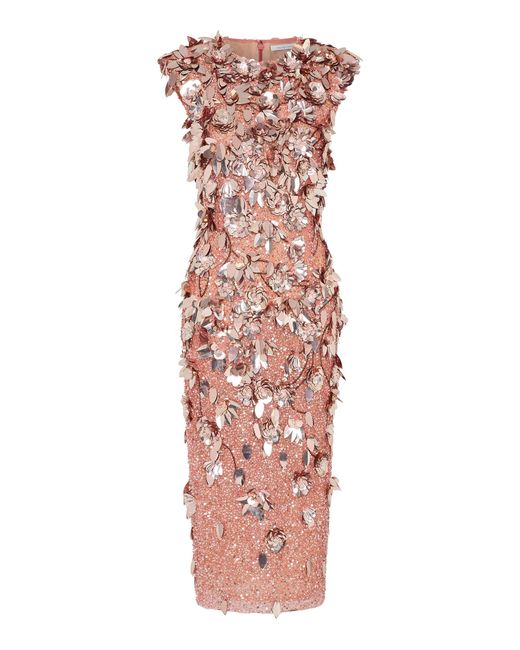 Rachel Gilbert Metallic Hugo Embellished Midi Dress
