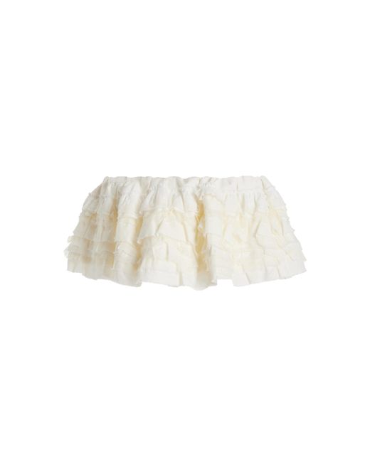 Miu Miu White Ruffled Cotton-linen Mini Skirt