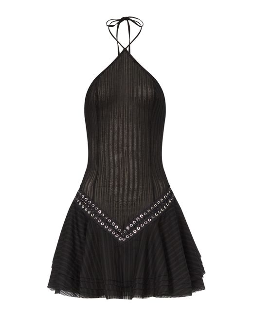 Ludovic de Saint Sernin Square Halter Mini Dress in Black | Lyst