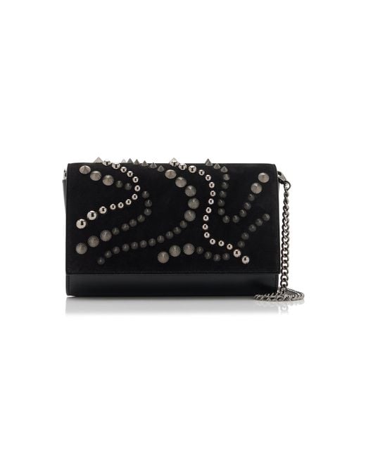 Christian Louboutin Black Paloma Spike-embellished Suede, Leather Clutch