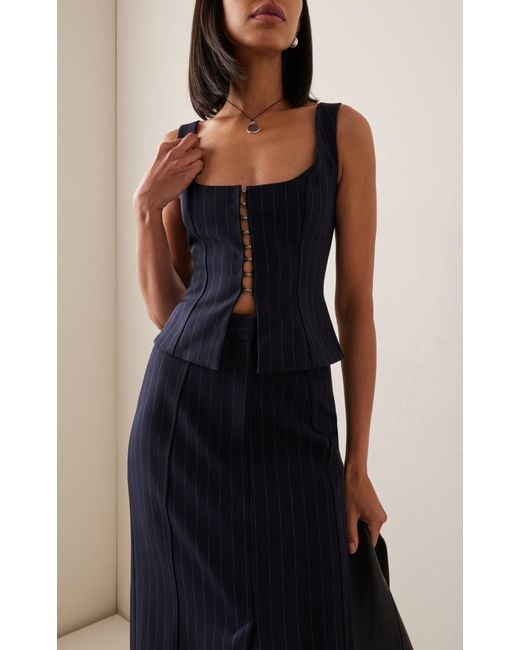 Significant Other Blue Pinstriped Corset Tank Top